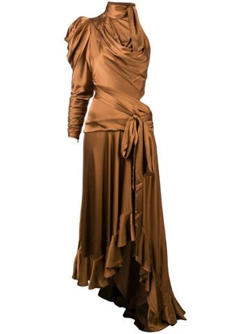 Zimmermann Valiant Ruched One-shoulder Dress - Brown