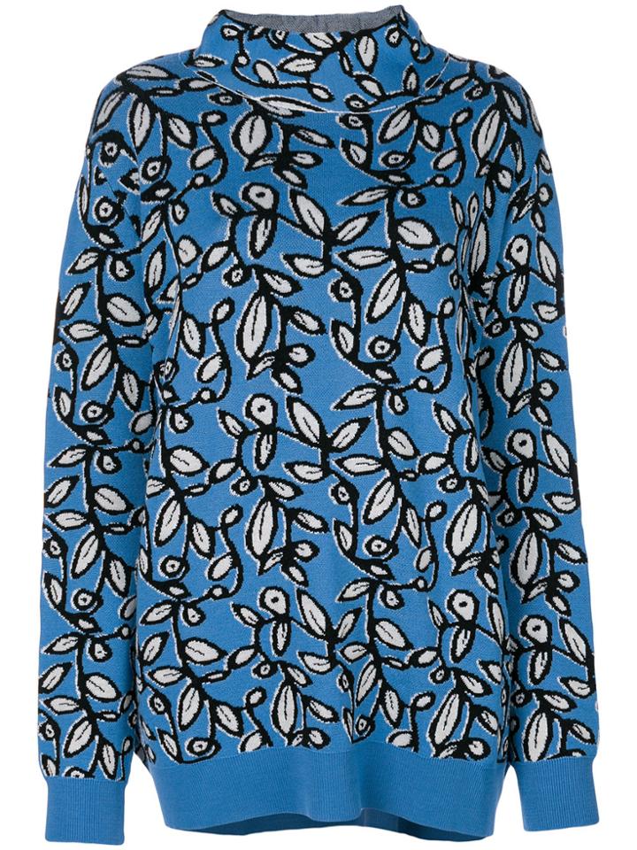 Christian Wijnants Leaves Turtleneck Sweater - Blue