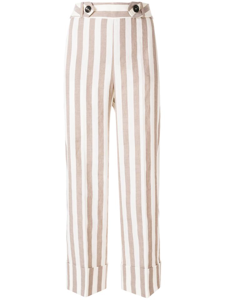 Incotex Cropped Striped Wide-leg Trousers - Nude & Neutrals