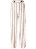 Incotex Cropped Striped Wide-leg Trousers - Nude & Neutrals