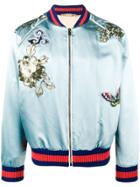 Gucci Bird Embroidered Bomber Jacket - Blue