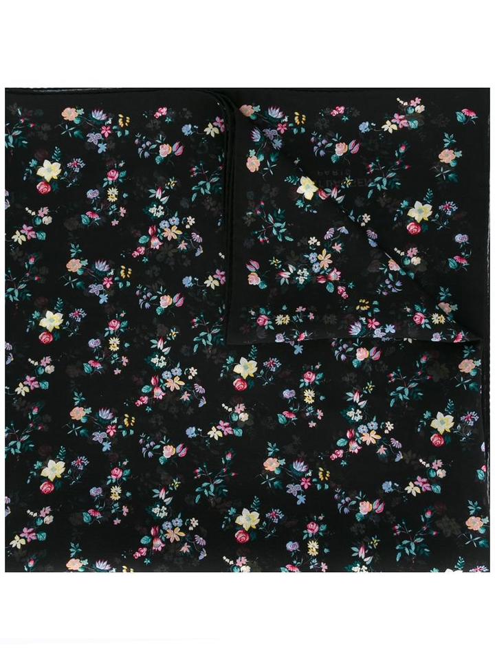 Saint Laurent Large Fleurs Printed Scarf, Women's, Black, Silk