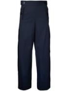 Sacai - Sailor Button Side Pleated Trousers - Women - Cotton/polyester - 1, Blue, Cotton/polyester