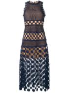 Self-portrait Floral Embroidered Dress - Blue