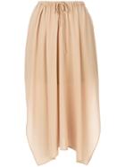 Agnona - Drawstring Midi Skirt - Women - Silk/cupro - 40, Nude/neutrals, Silk/cupro