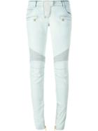 Balmain Biker Skinny Jeans, Women's, Size: 40, Blue, Cotton/polyurethane