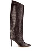 Alexandre Vauthier Croco High Booty Boots - Brown