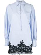 Ermanno Scervino Striped Shift Shirt Dress, Size: 44, Blue, Cotton