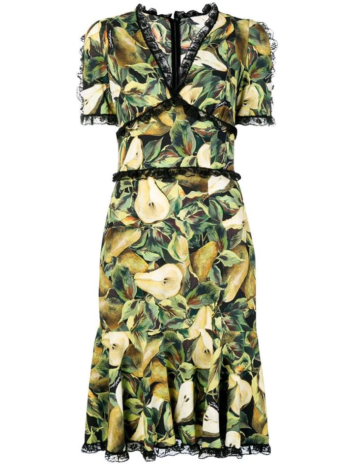 Dolce & Gabbana Pear Print Dress - Green