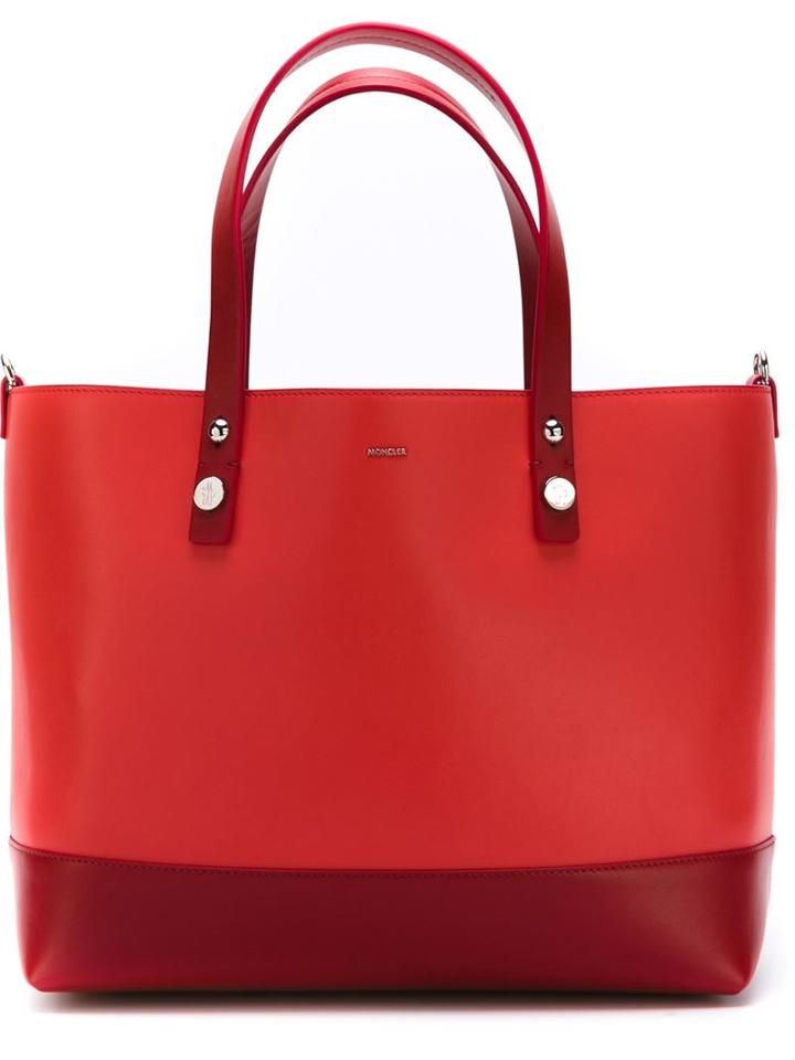 Moncler Colour Block Shopper Tote, Women's, Red, Leather