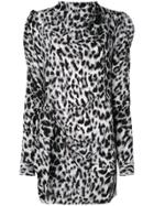 Saint Laurent Asymmetric Leopard Print Dress - Grey