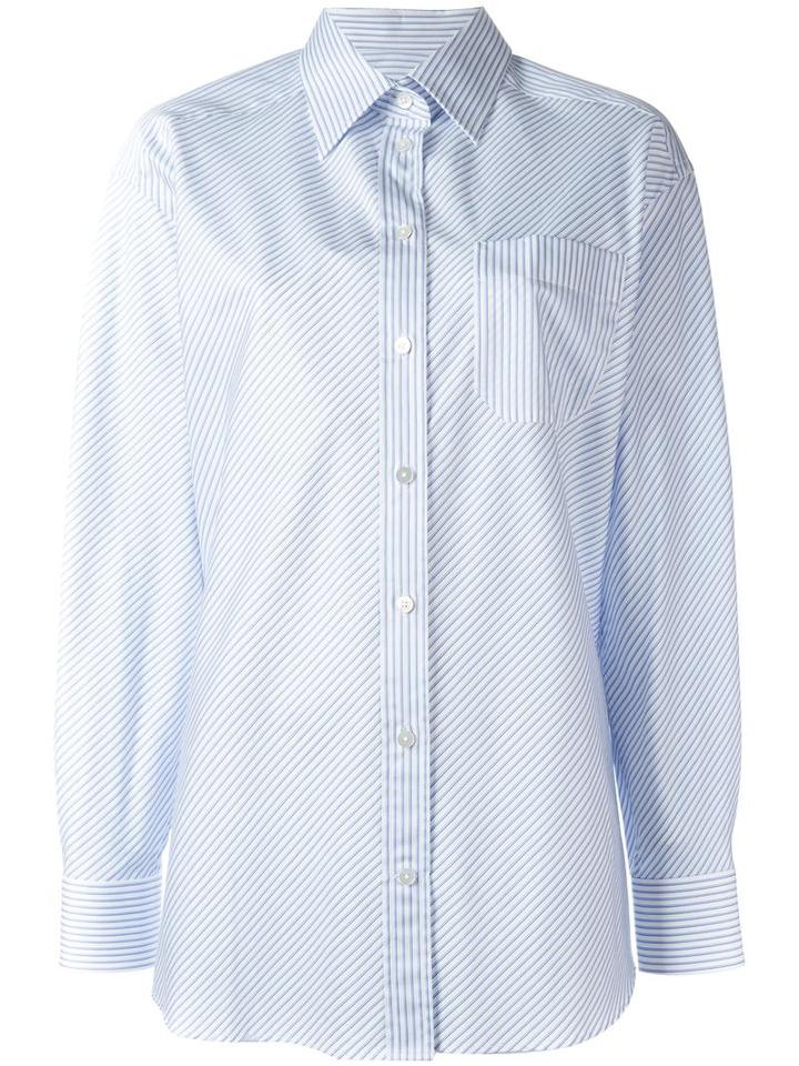 Maison Margiela Striped Print Shirt, Women's, Size: 40, Blue, Cotton
