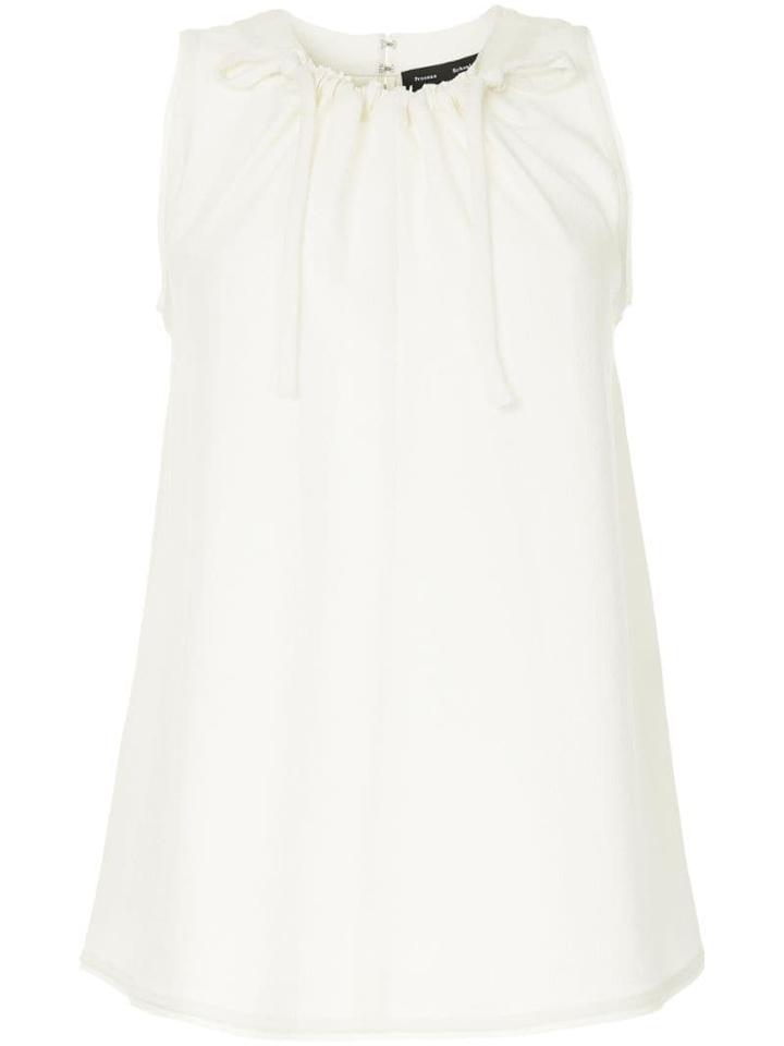 Proenza Schouler Textured Crepe Cinched Tie Top - Ecru