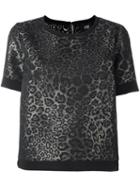 Cavalli Class Jacquard Shortsleeved Sweatshirt, Women's, Size: 44, Black, Cotton/acrylic/polyester/other Fibers