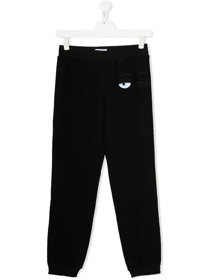 Chiara Ferragni Kids Embroidered Logo Track Pants - Black