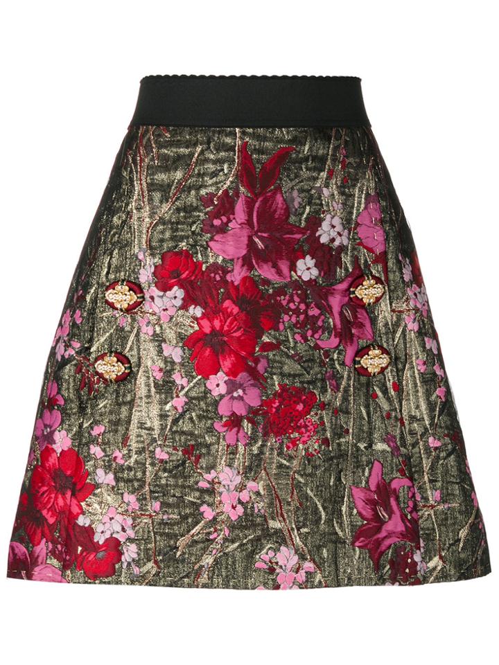 Dolce & Gabbana Floral Jacquard A-line Skirt - Multicolour