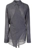 T By Alexander Wang Checked Wrap-style Shirt - Grey
