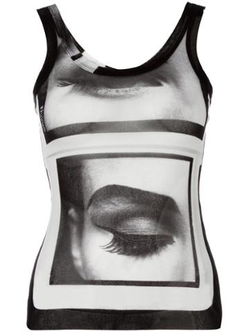 Jean Paul Gaultier Vintage 'soleil' Sheer Eye Print Tank Top, Women's, Size: Medium, Black