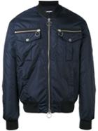 Dsquared2 Summer Bomber Jacket, Men's, Size: 54, Blue, Polyamide/polyester/polyurethane/cotton