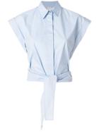Pinko Tie Waist Short Sleeves Shirt - Blue