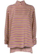 Jejia Back Buttoned Striped Blouse - Neutrals