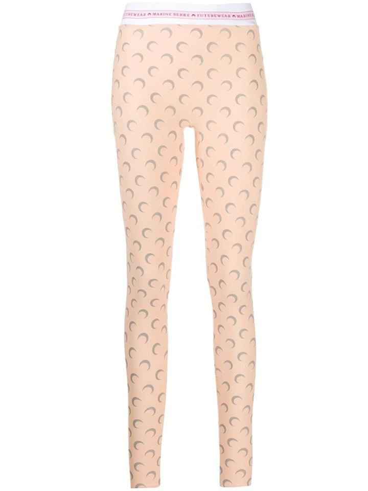 Marine Serre Iconic Logo-print Leggings - Neutrals
