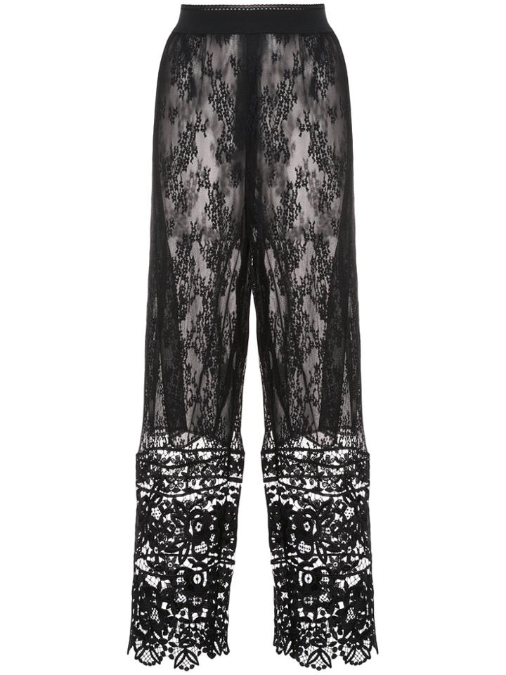 Anna Sui Lace Wide Leg Trousers - Black