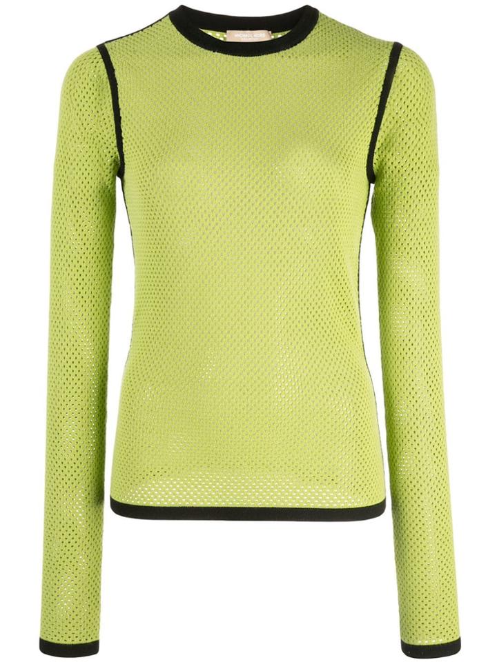 Michael Kors Perforated Crewneck Top - Green