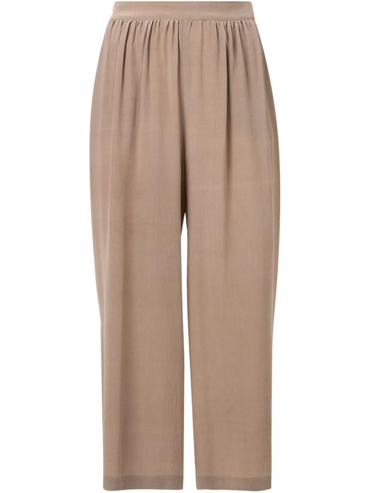 Megan Park Cropped Trousers, Women's, Size: 10, Nude/neutrals, Silk