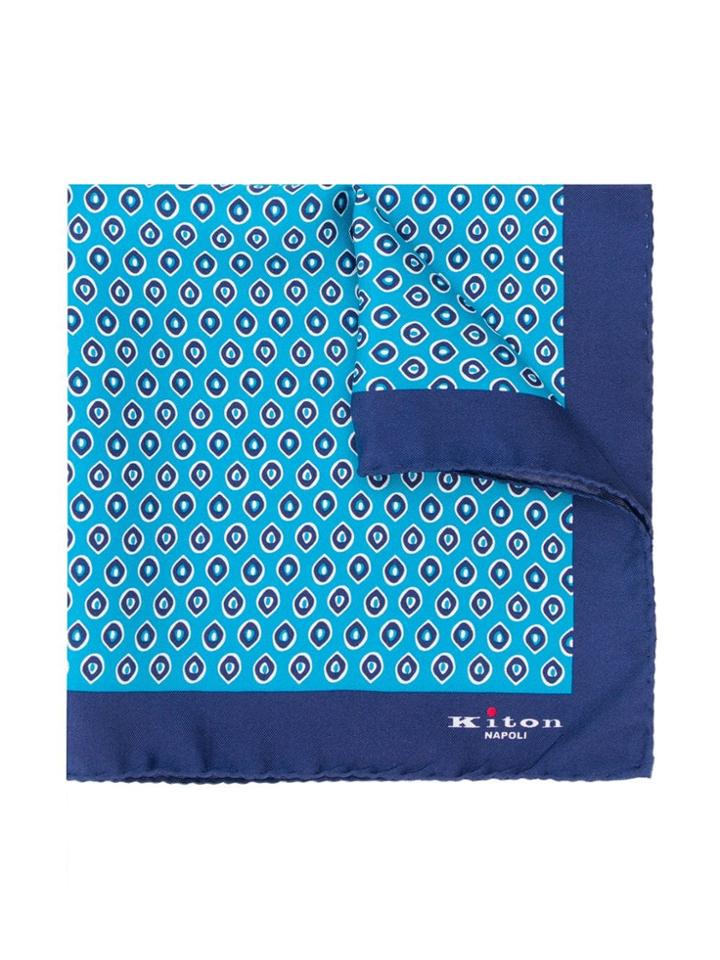 Kiton Geometric Print Foulard - Blue