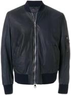 Neil Barrett Leather Bomber Jacket - Blue