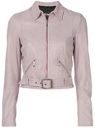 Just Cavalli Leather Biker Jacket - Pink & Purple