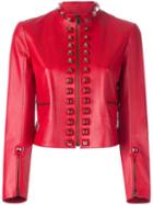 Fendi Pyramid Stud Jacket, Women's, Size: 40, Red, Lamb Skin/silk
