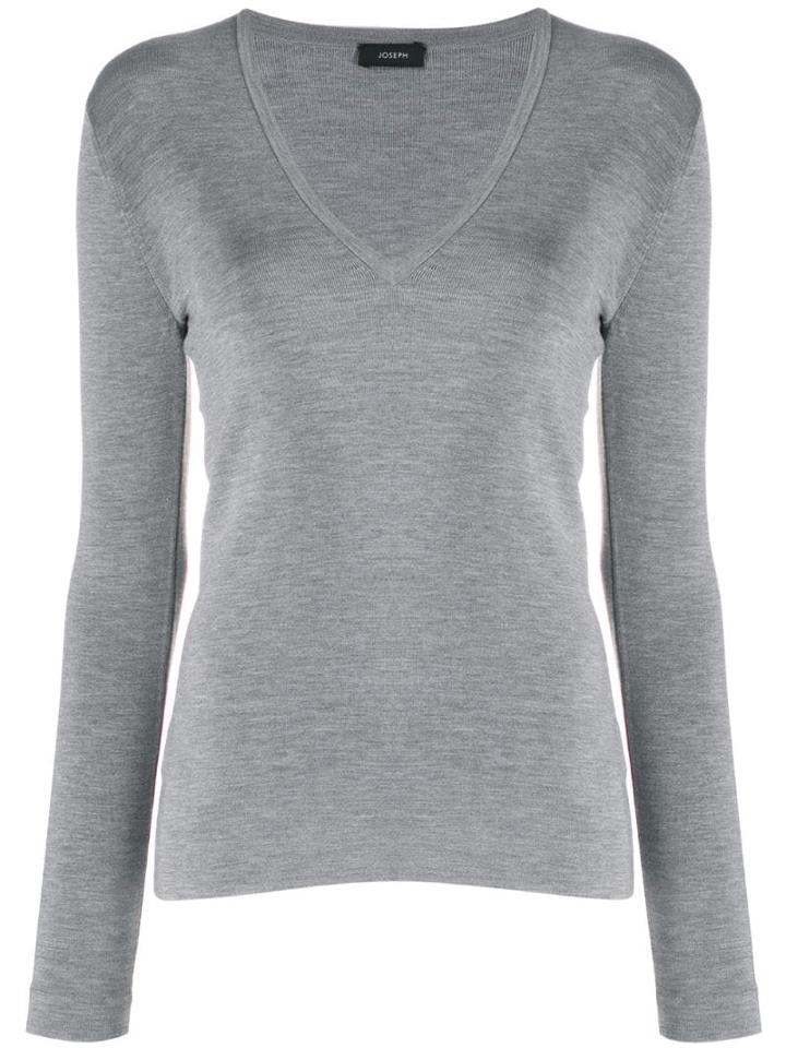 Joseph V-neck Fine Knit Jumper - Grey