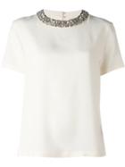Max Mara Stoned Collar Top, Women's, Size: 46, White, Silk