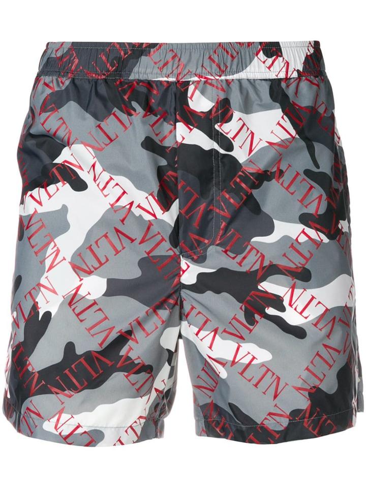 Valentino Logo Print Swimshorts - Grey