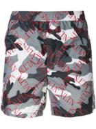 Valentino Logo Print Swimshorts - Grey
