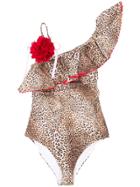 Monnalisa Leopard-print Swimsuit - Brown