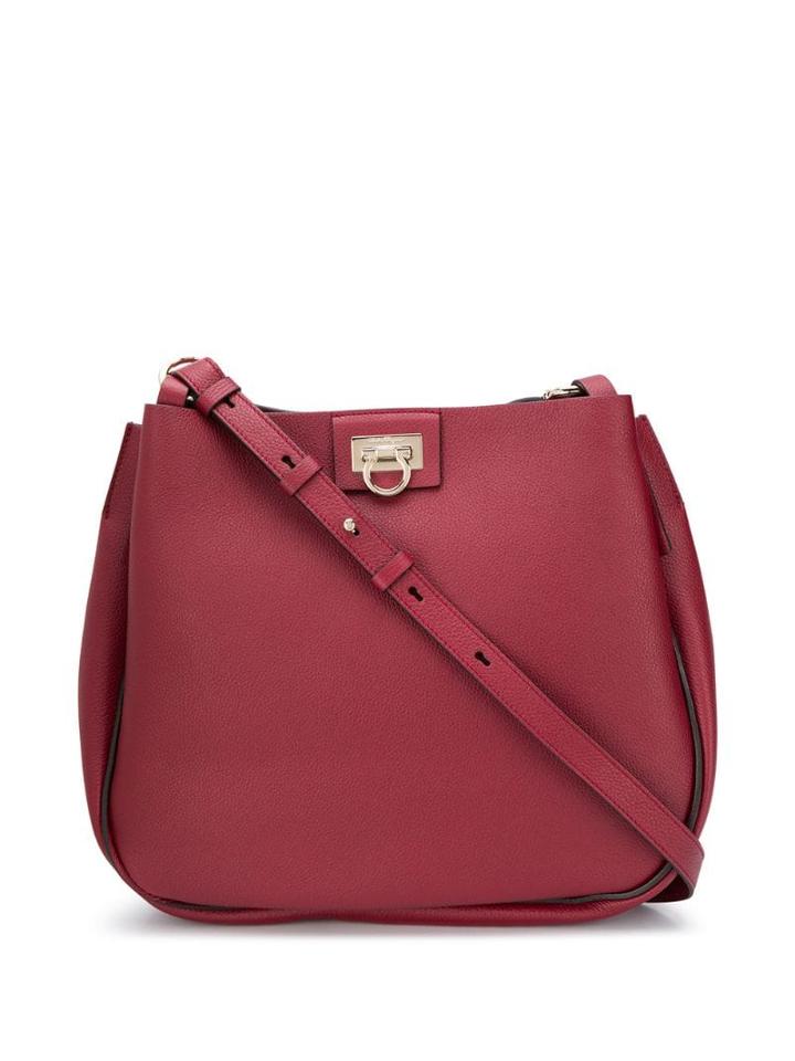 Salvatore Ferragamo Gancini Motif Shoulder Bag - Red