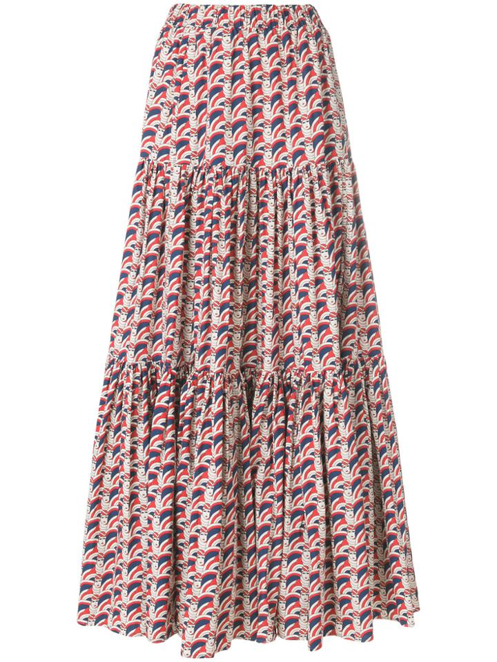 La Doublej Long Printed Skirt - Blue