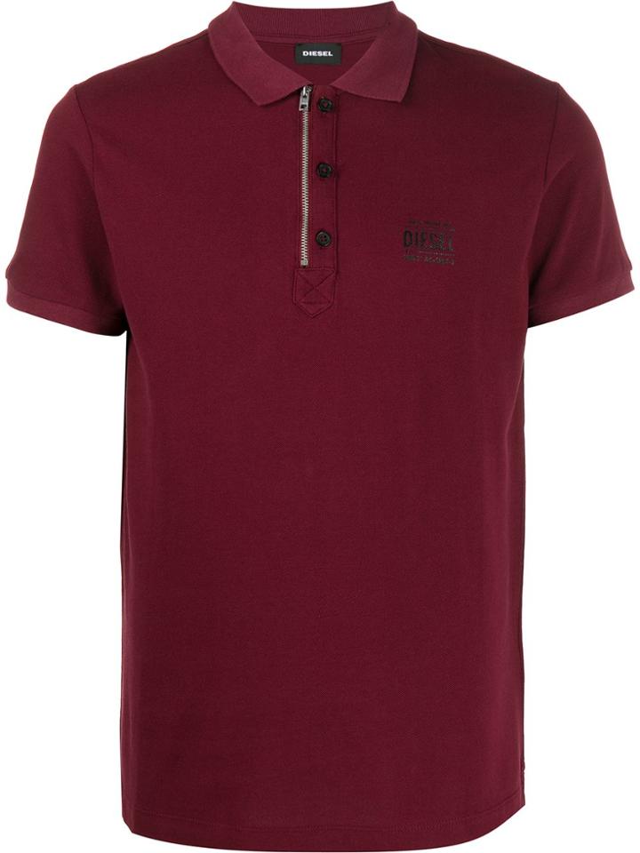 Diesel Zip-and-button Polo Shirt - Red