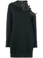 Christopher Kane Sequin Flower Cut Out Hoodie Dress - Black