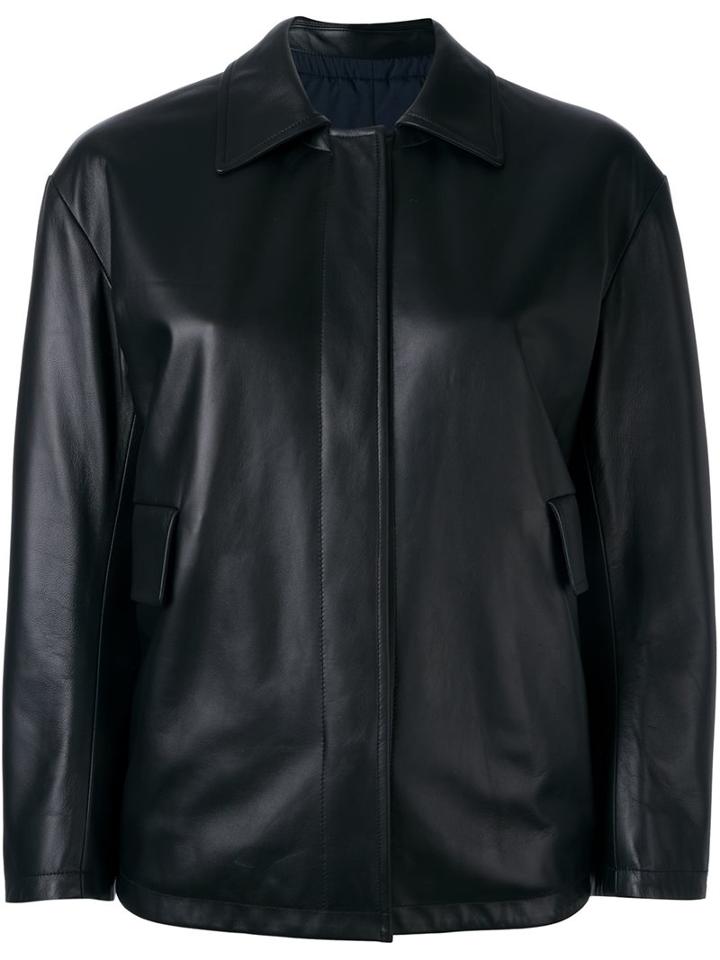 Jil Sander Reversible Leather Jacket, Women's, Size: 36, Black, Lamb Skin/polyamide/polyester