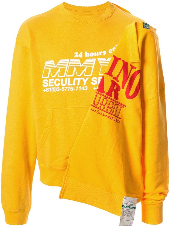 Maison Mihara Yasuhiro Asymmetric Loose-fit Sweatshirt - Yellow