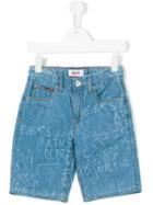 Tommy Hilfiger Junior - Printed Denim Shorts - Kids - Cotton - 2 Yrs, Toddler Boy's, Blue