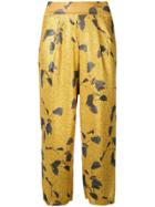 Mes Demoiselles Floral Cropped Trousers - Gold