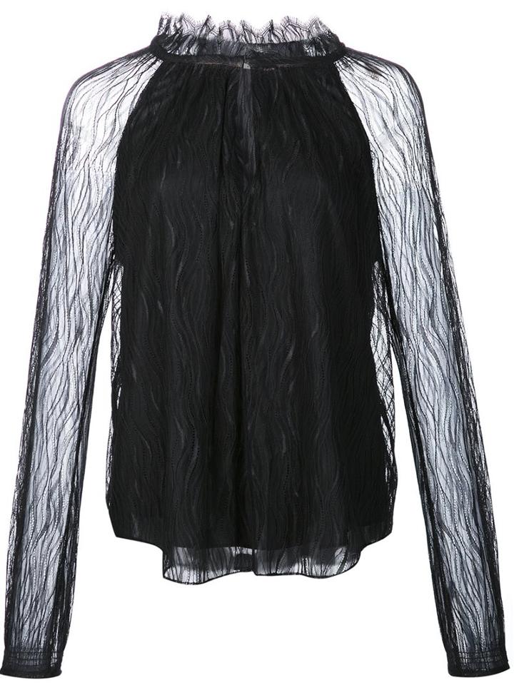 Zac Zac Posen Sheer Blouse, Women's, Size: 2, Black, Nylon