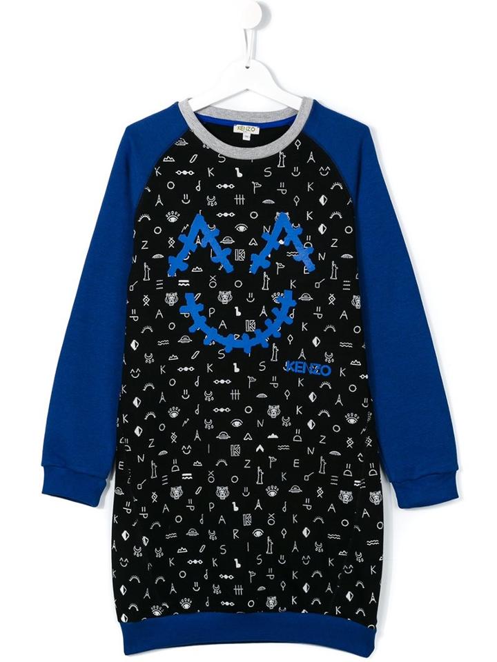 Kenzo Kids 'symbols' Smiley Sweatshirt Dress, Girl's, Size: 14 Yrs, Black