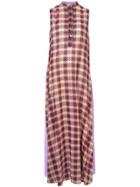 Michel Klein Checked Maxi Dress - Pink & Purple
