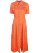 Alexa Chung Floral Embroidered Shirt Dress - Orange